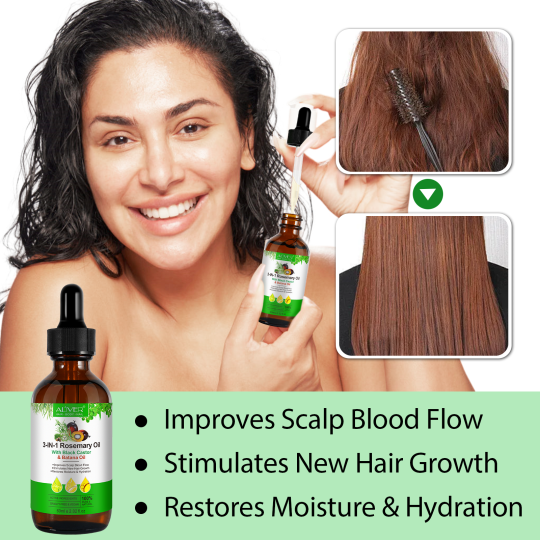 ALIVER stimulates scalp 3in1 rosemary black castor batana oil herbal hair oil