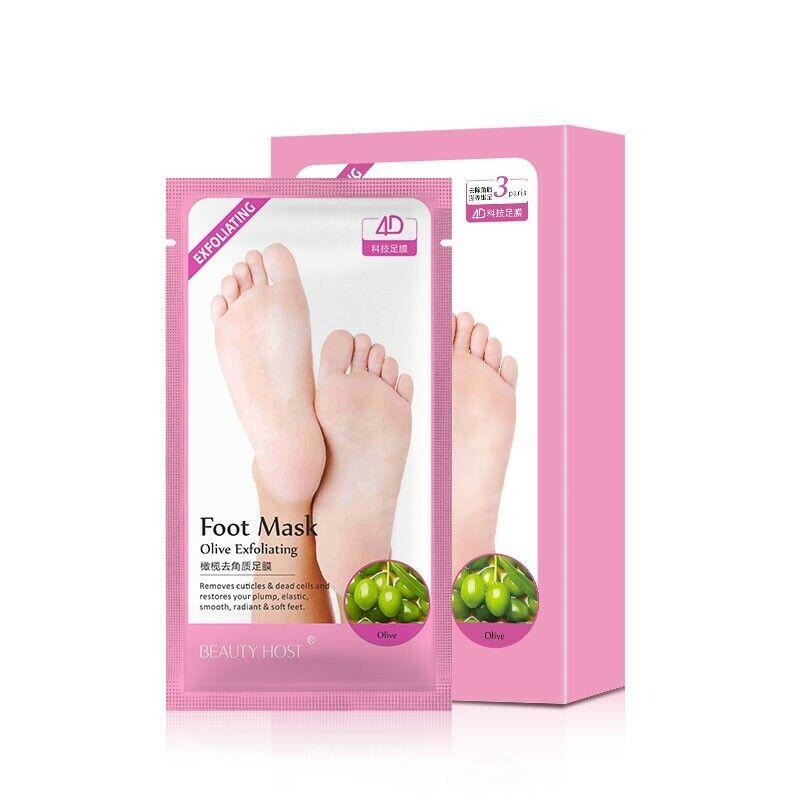 3x Exfoliating Foot Peel MASK Milky Soft Feet Hard Dead Skin Remover OLIVE Socks