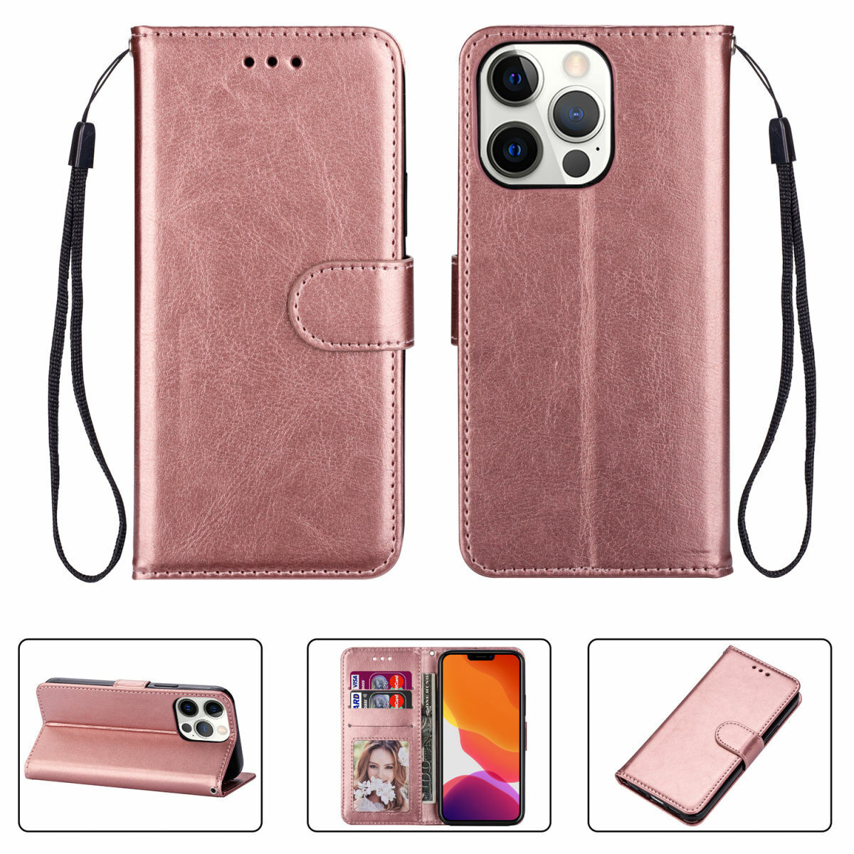 For Apple iPhone 13 Pro Max mini Case Leather Card Wallet Flip Stand Shockproof