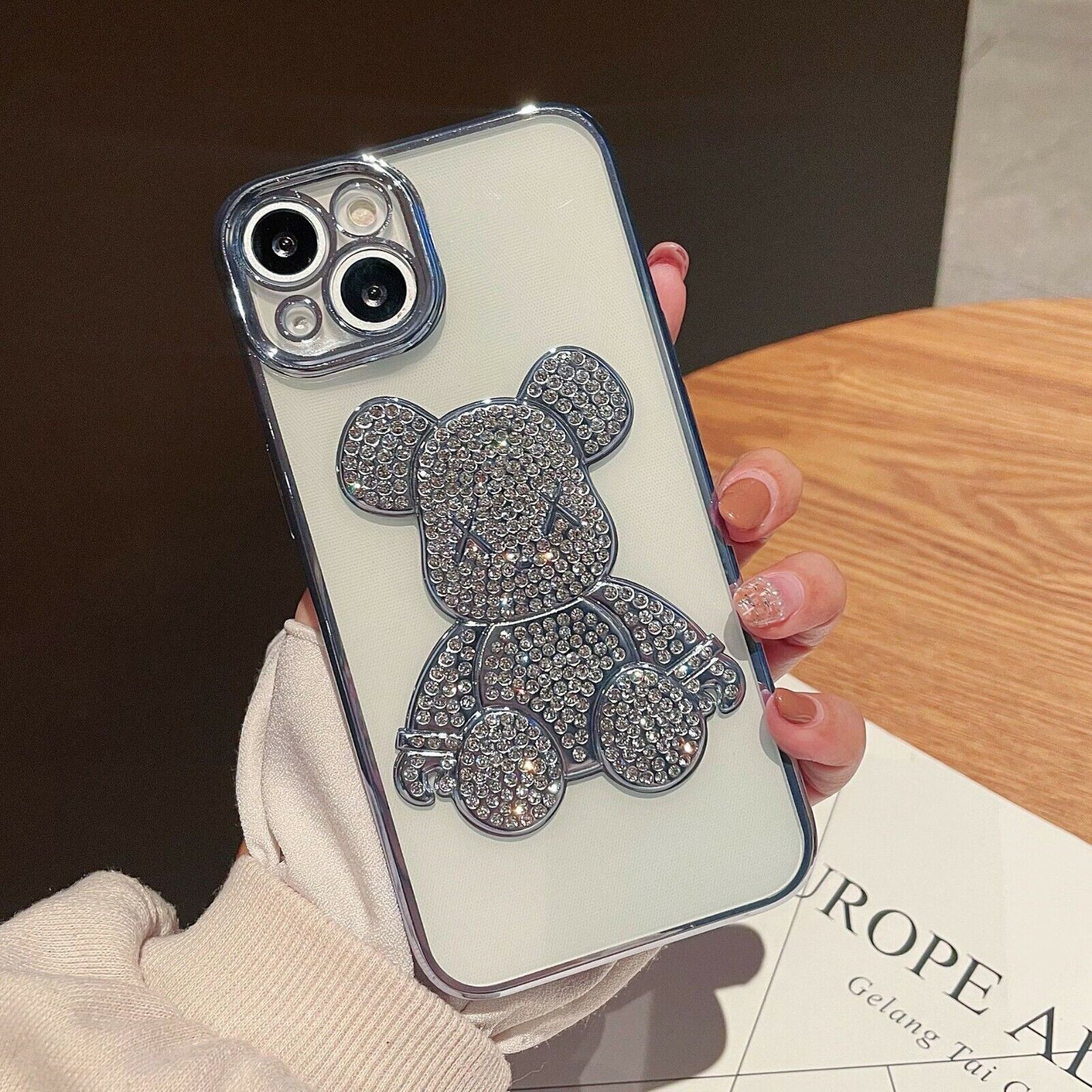 For iPhone 13 Pro Max 12 11 Sparkle Luxury Cool Bear Shockproof TPU Case Cover