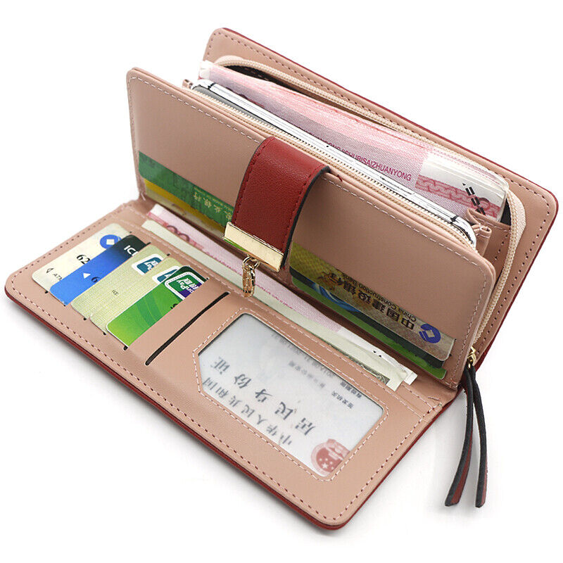 Women's Wallet Long Leather Card Holder Bag Purse Zipper Handbags Girl Clutch