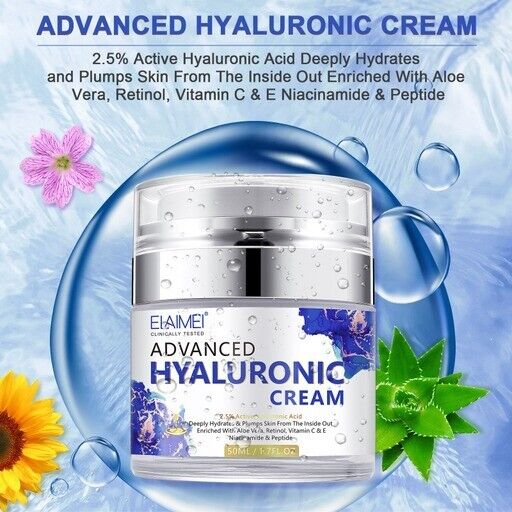 Hyaluronic Acid Retinol Face Skin Cream Moisturizer Anti Aging Wrinkle Restore