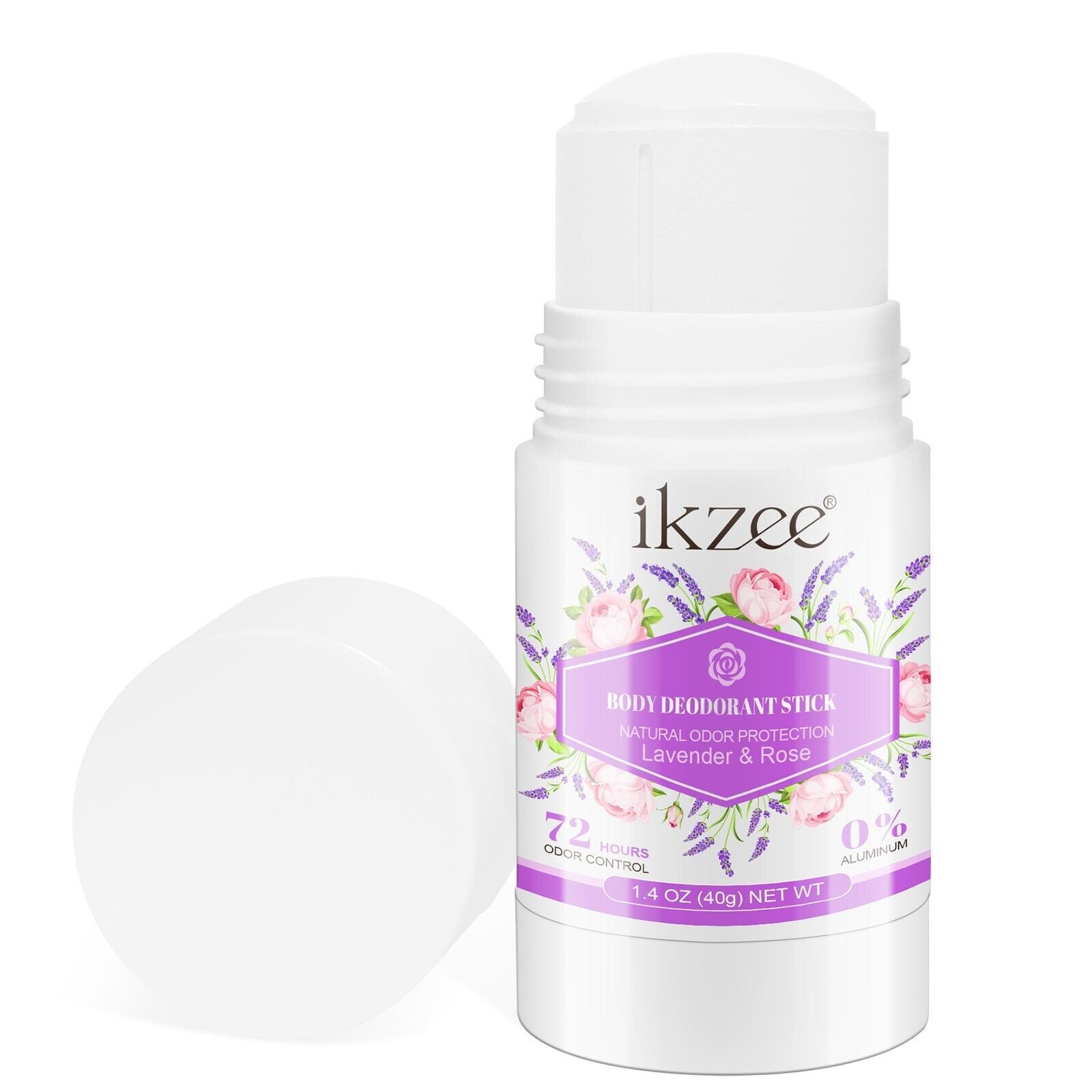 Ikzee Lavender Rose Organic Natural Body Deodorant Stick, 40g, 72 Hours