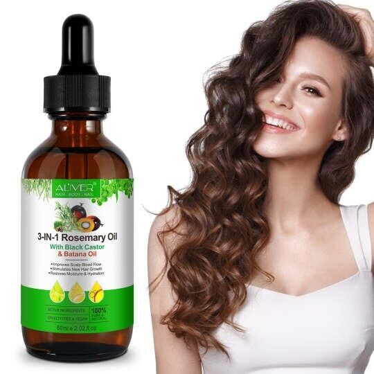 ALIVER stimulates scalp 3in1 rosemary black castor batana oil herbal hair oil