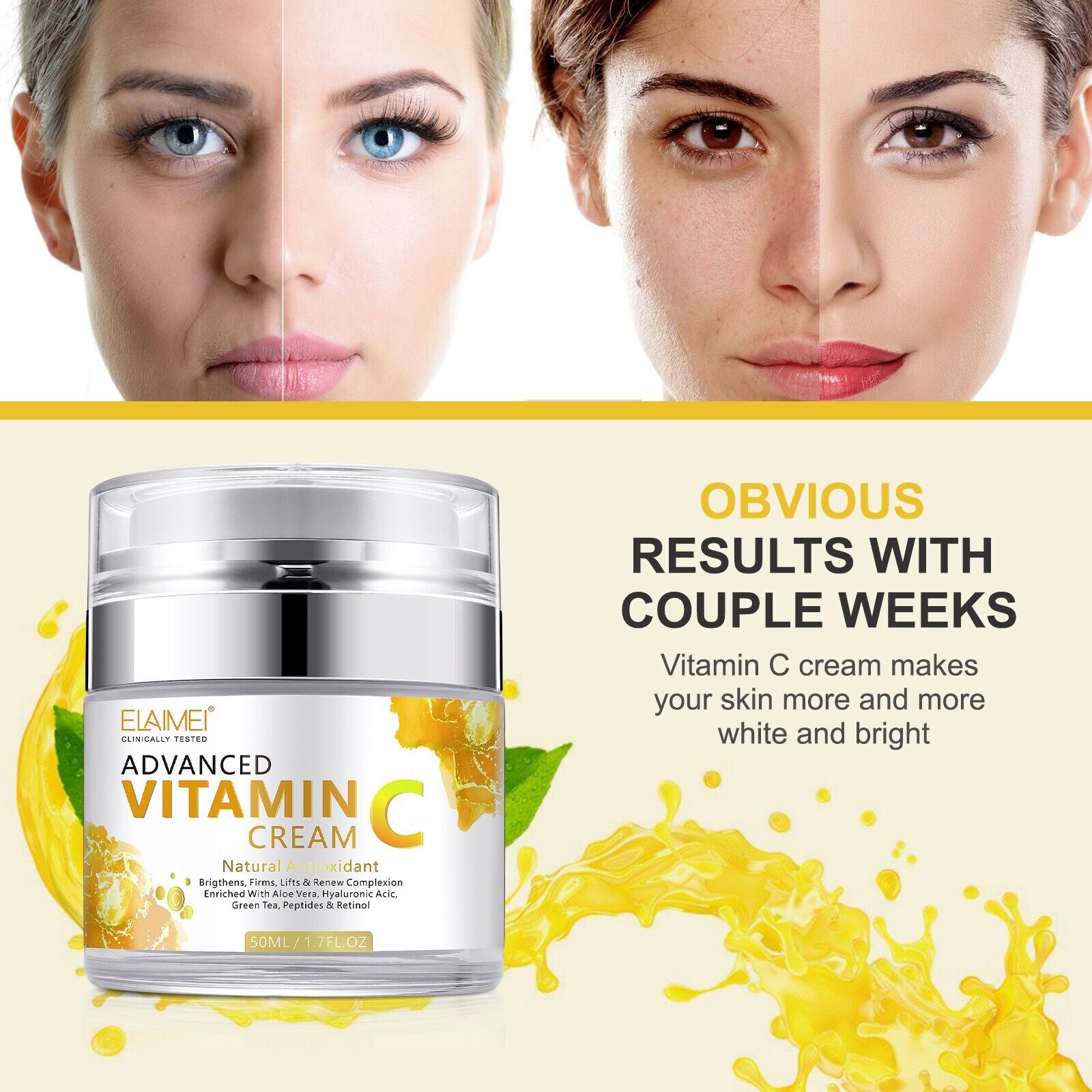 ELAIMEI Vitamin C Face Cream Natural Antioxidant Anti-Wrinkle Facial Skin Care