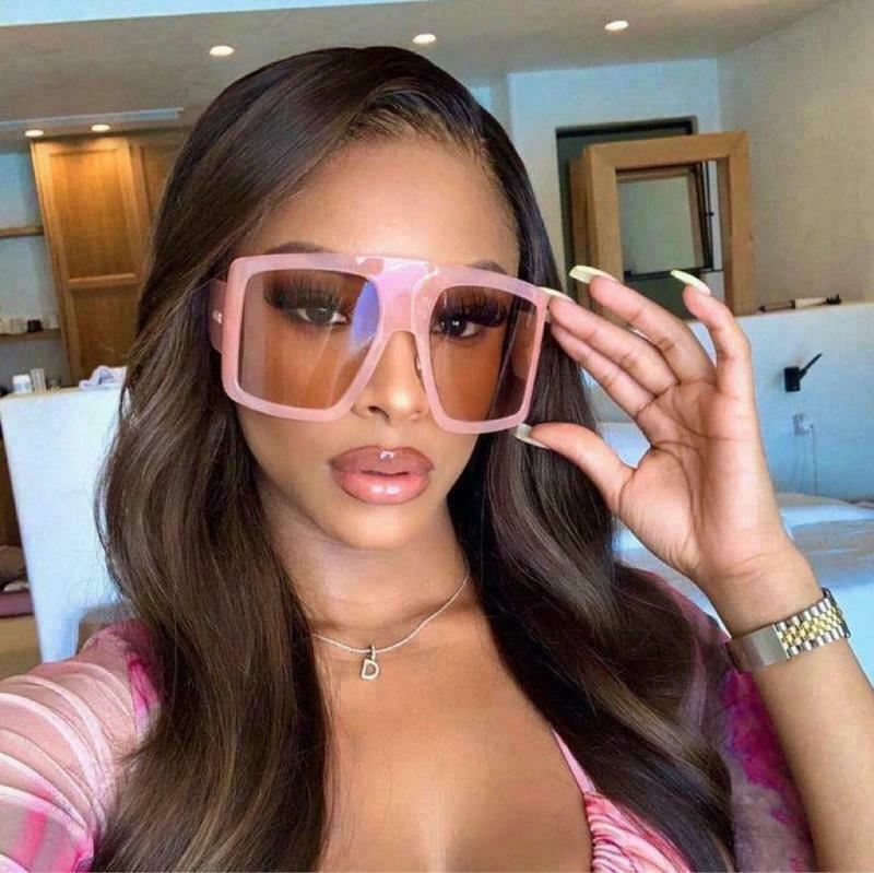 Oversized Sunglasses Women Fashion Flat Top One Piece Shade Mirror UV400