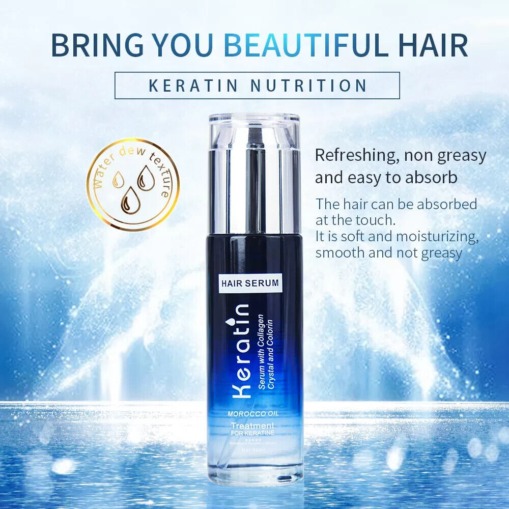 HAIR Keratin Serum Smoothing Care Shine Oils Styling Dry Damage Repair 80ml