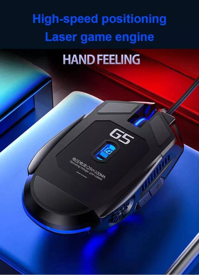 G5 Game Gaming Mouse max 3200DP RGB Breathing Led Light Pc wired