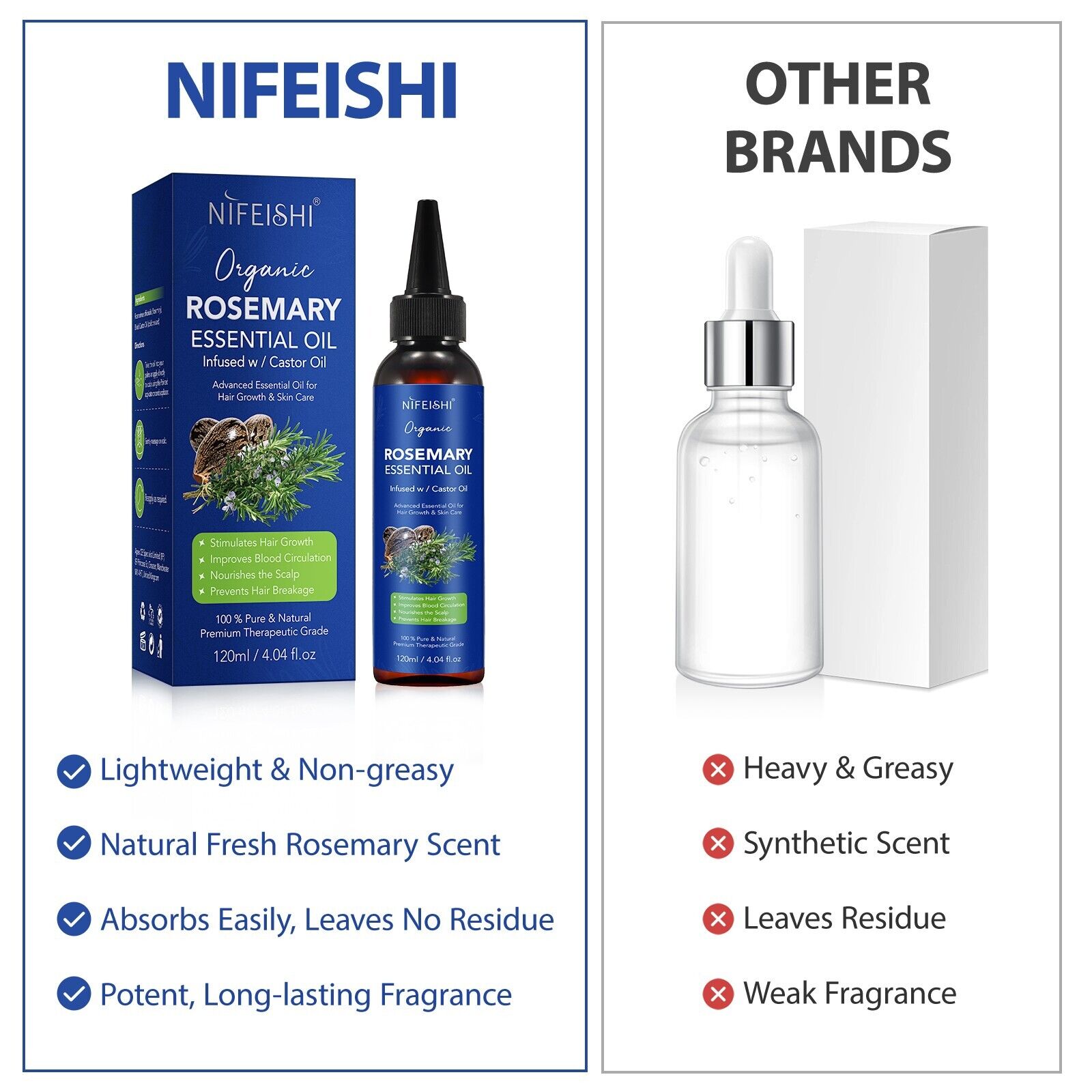 nifeishi organic rosemary essential oil 120 ml