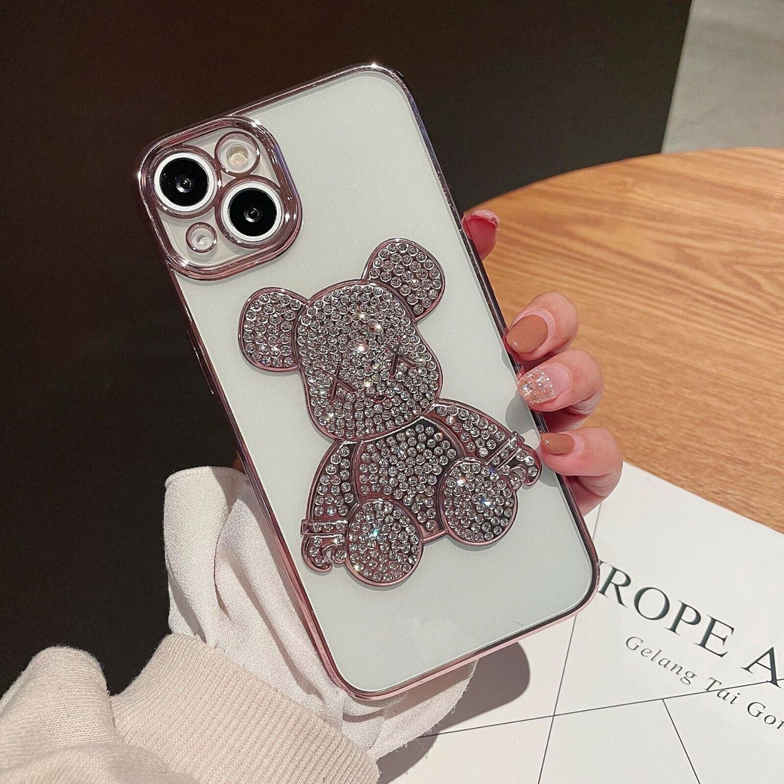 For iPhone 13 Pro Max 12 11 Sparkle Luxury Cool Bear Shockproof TPU Case Cover