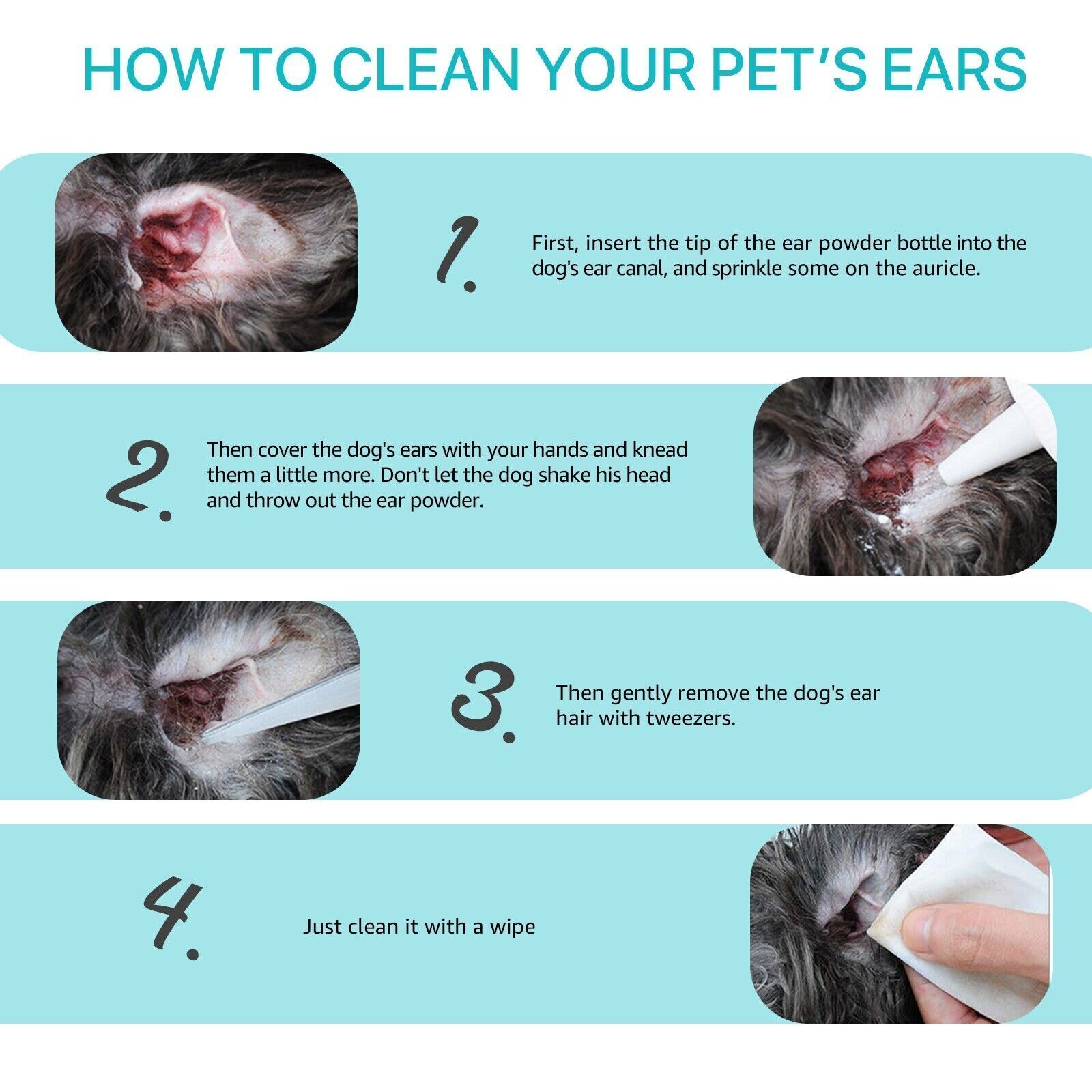 Pet Ear Powder For Dogs and Cats Pet Ear Health Care Easy Hair to Remove