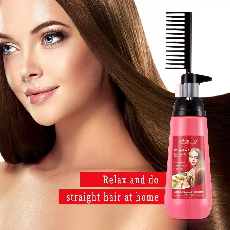 Hair Straightener Cream Herbal Keratin Straight Treatment Comb Professional Hair