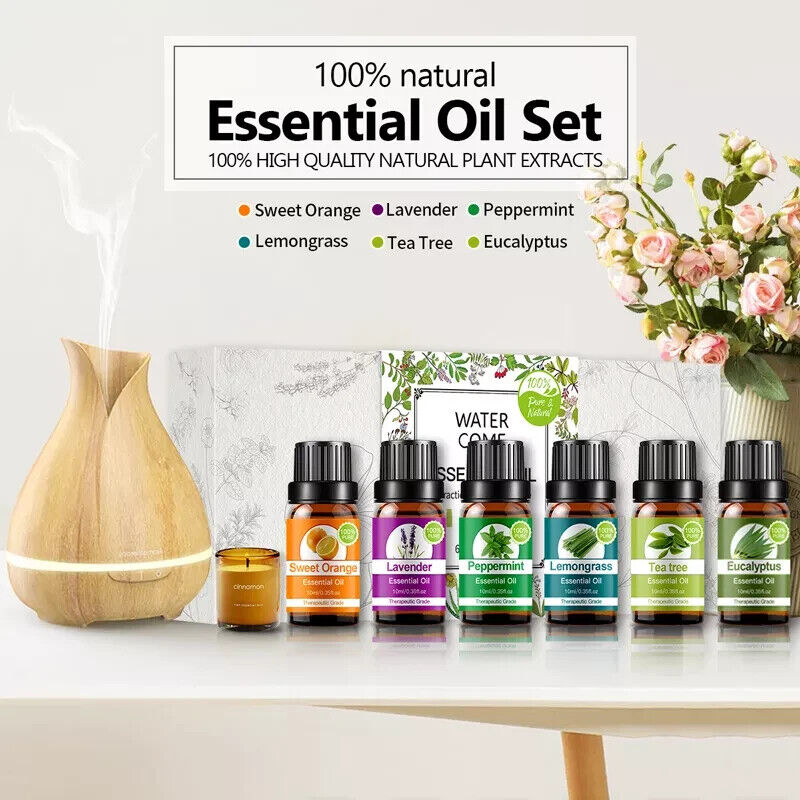 6PCS Natural Essential Oils Set Diffuser Aromatherapy Massage Oil 10ml