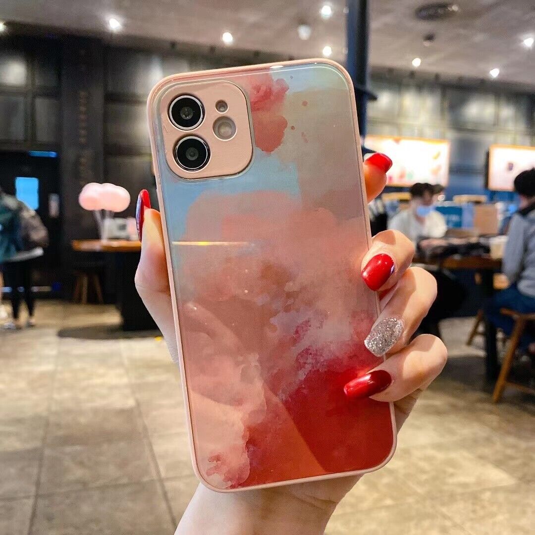 IPhone 12/Pro/Max 11 X/XS Max XR 7/8 Watercolour Shockproof  Tempered case Cover