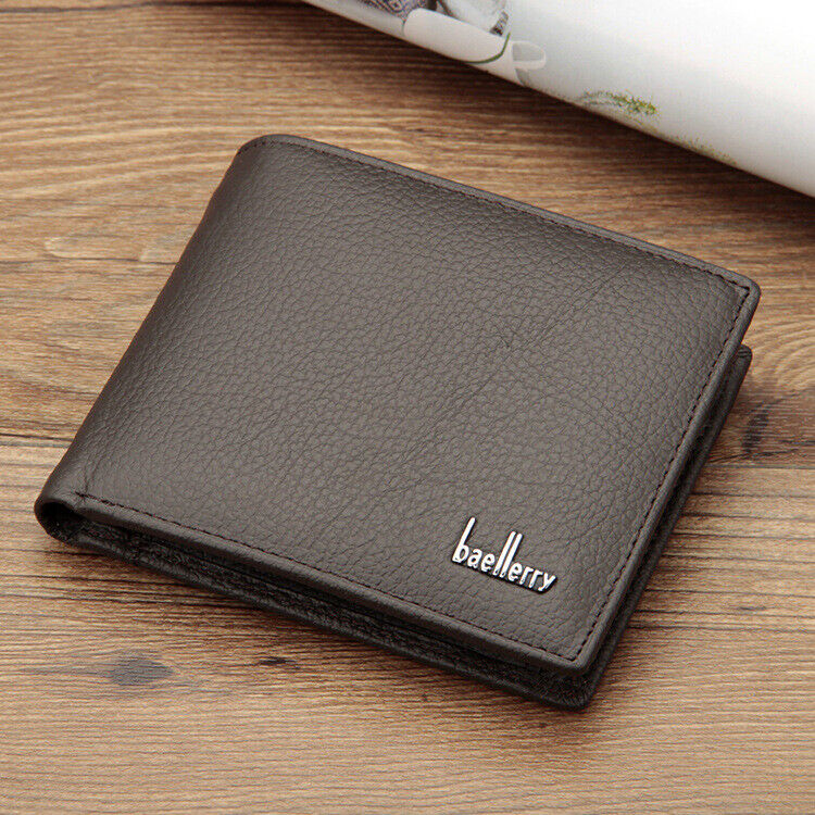 Mens GENUINE Leather Wallet Slim RFID Blocking Trifold pocket Card Holder Purse