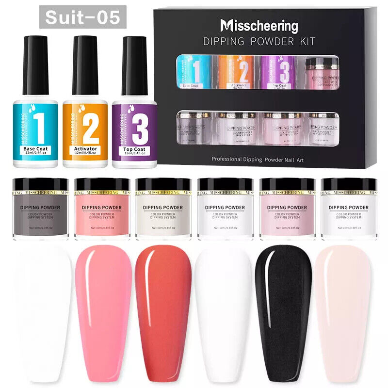 Misscheering manicure dipping powder kit without baking lamp French style nail 