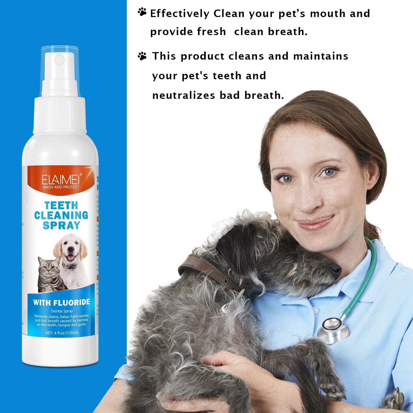 120ml Pet Dog Cat Dental Oral Care Hygiene Spray for Fresh Breath Teeth Cleaning