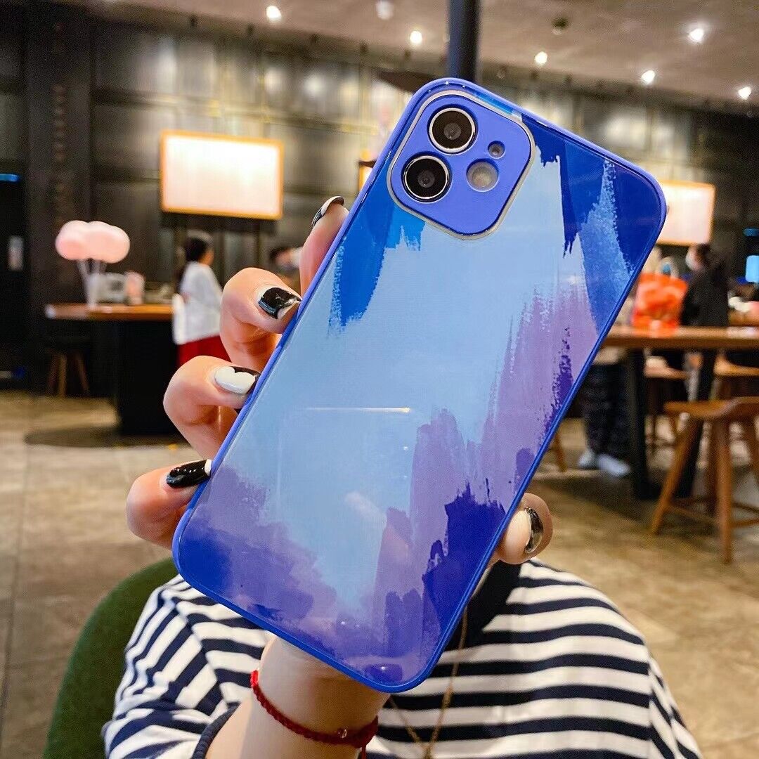 IPhone 12/Pro/Max 11 X/XS Max XR 7/8 Watercolour Shockproof  Tempered case Cover