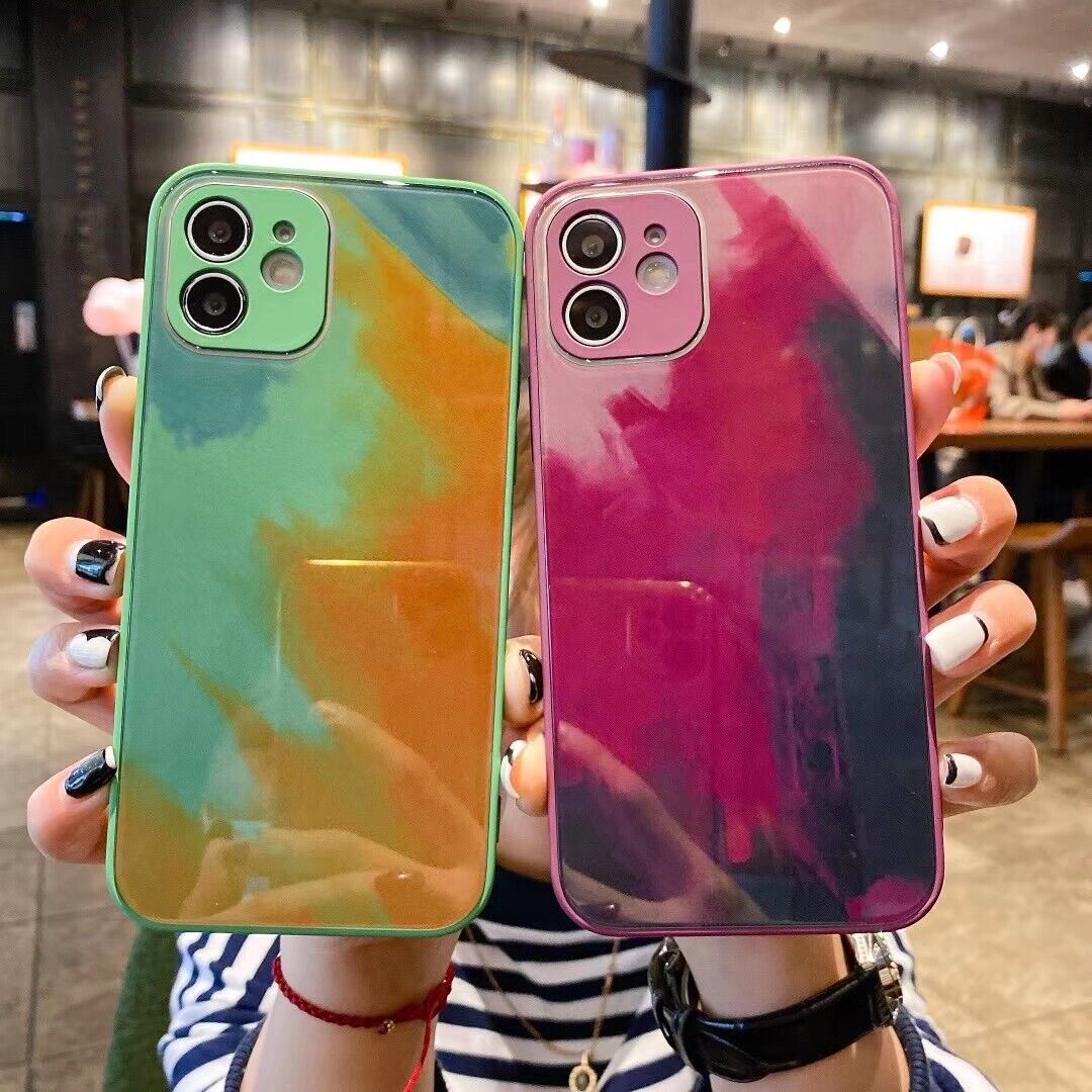 IPhone 12/Pro/Max 11 X/XS Max XR 7/8 Watercolour Shockproof  Tempered case Cover