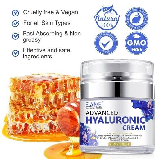 Hyaluronic Acid Retinol Face Skin Cream Moisturizer Anti Aging Wrinkle Restore