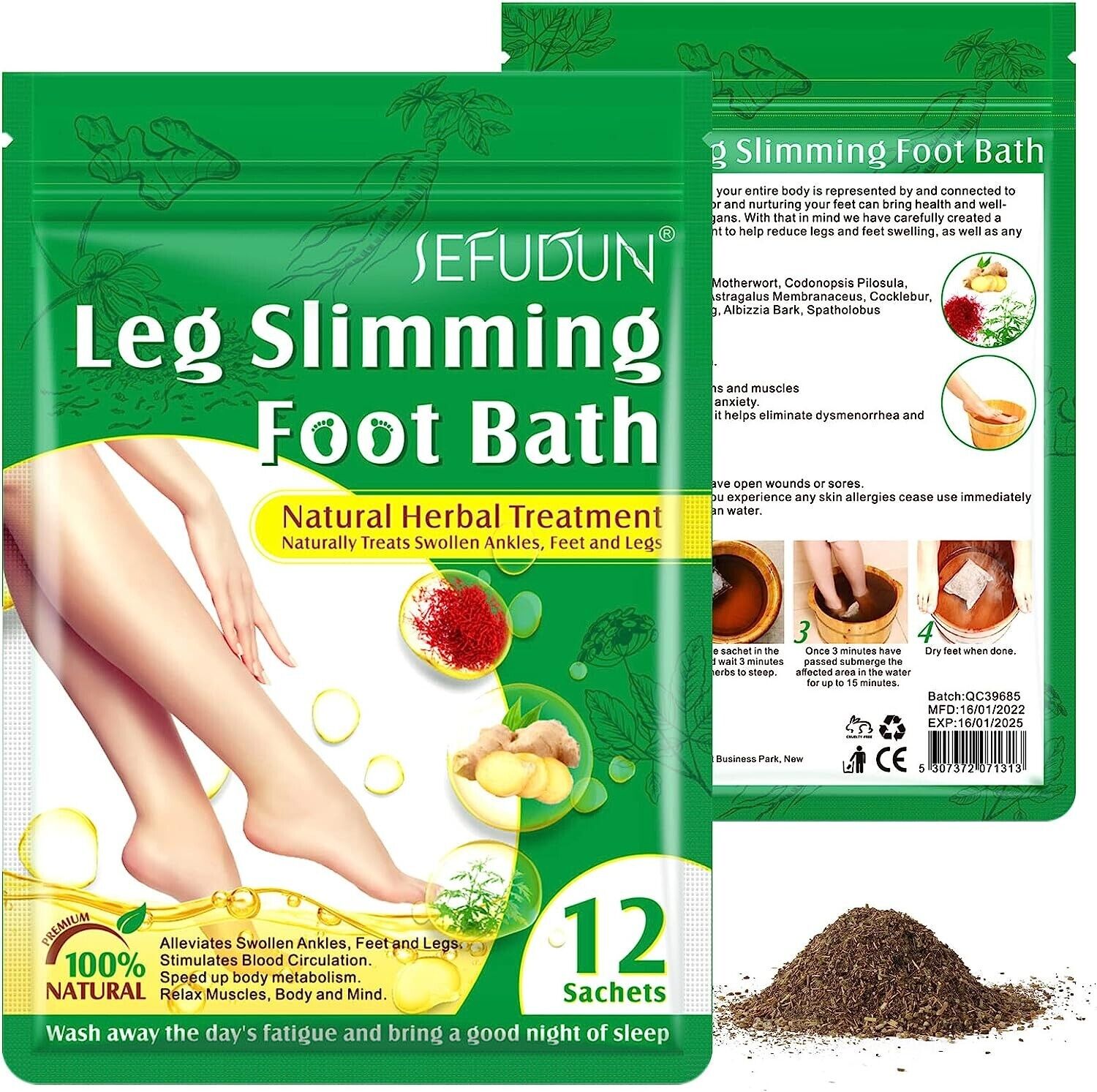 Herbal Deep Cleaning Foot Soak Deep Cleansing Japanese Herbal Relax Massage 12pc