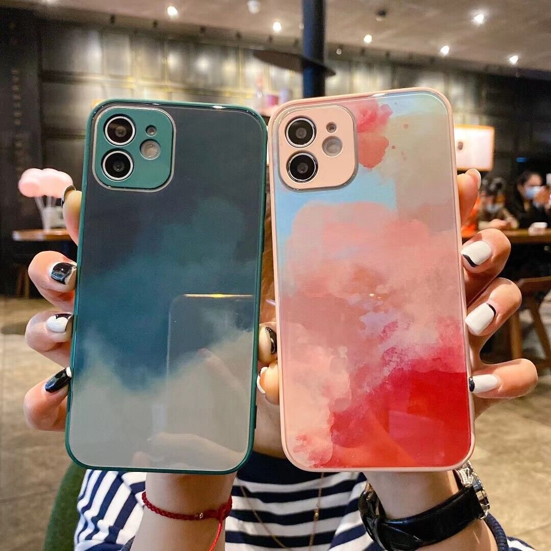 IPhone 12/Pro/Max 11 X/XS Max XR 7/8 Watercolour Shockproof  Tempered case Cover