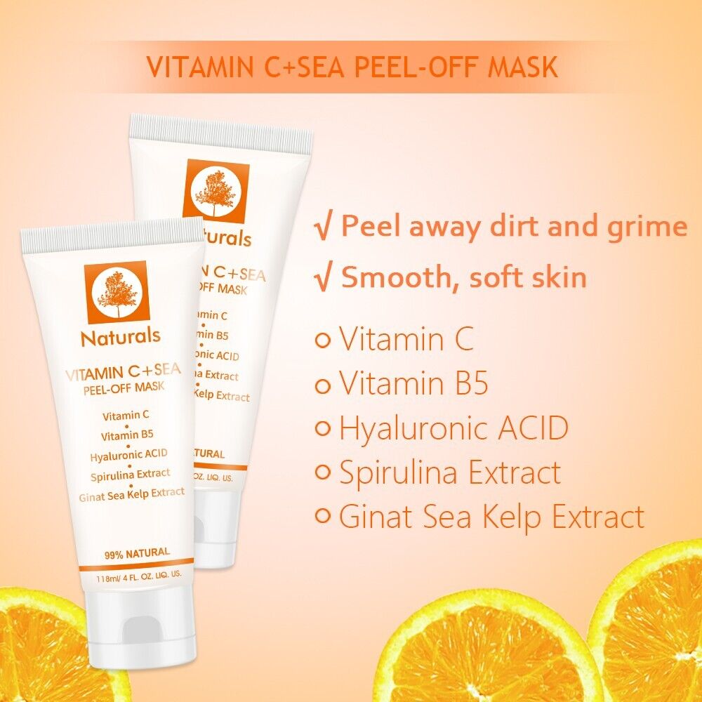  2xFacial Masks Naturals Vitamin C Sea Kelp Extract Deep Cleansing Peel-off Mask