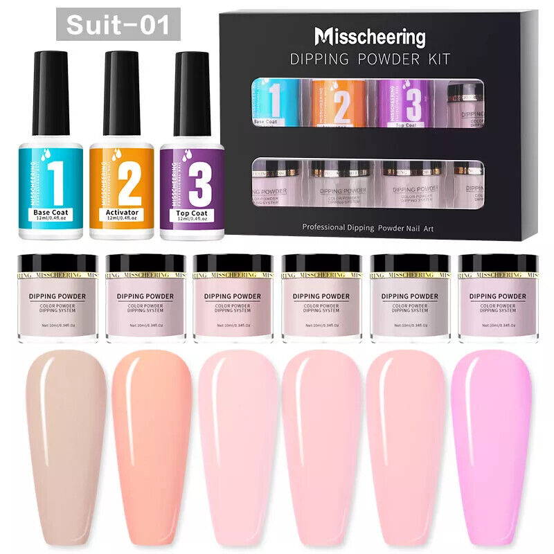 Misscheering manicure dipping powder kit without baking lamp French style nail 