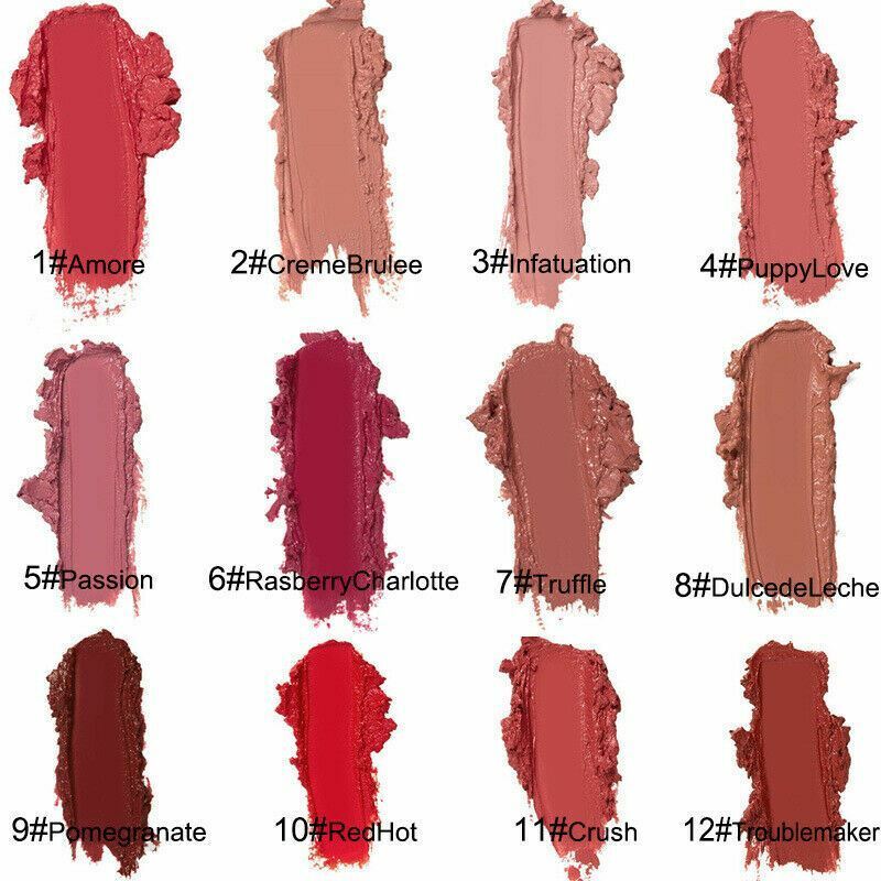 12 Color High quality silky matte lip gloss Sexy Women non-stick cup Waterproof 