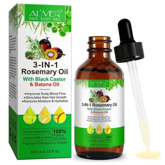 ALIVER stimulates scalp 3in1 rosemary black castor batana oil herbal hair oil