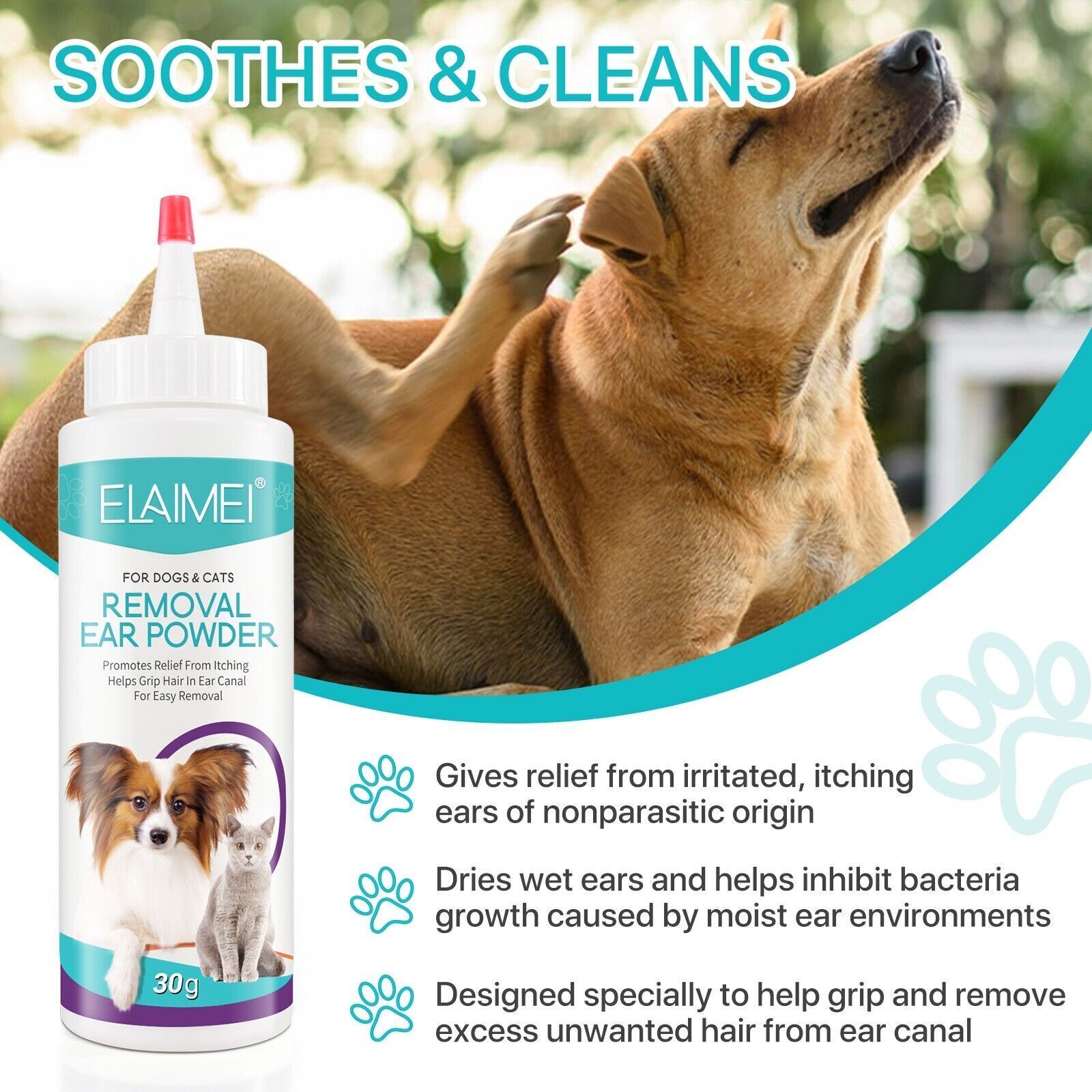 Pet Ear Powder For Dogs and Cats Pet Ear Health Care Easy Hair to Remove