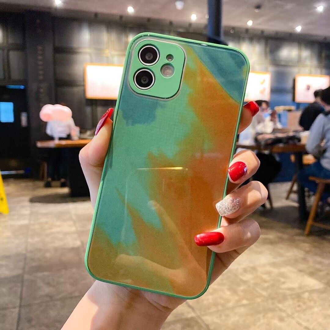 IPhone 12/Pro/Max 11 X/XS Max XR 7/8 Watercolour Shockproof  Tempered case Cover