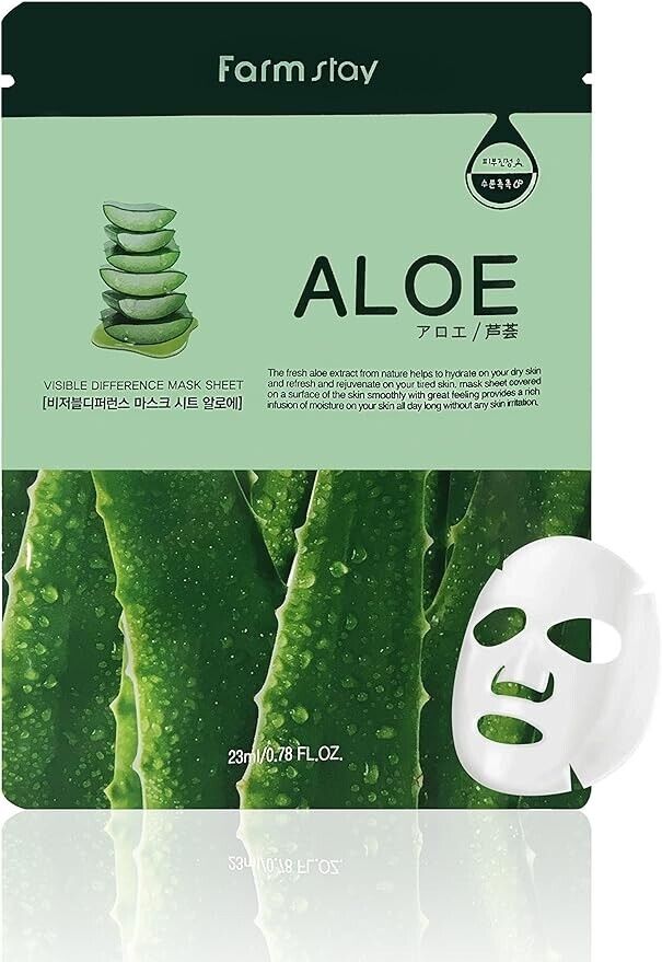 Farmstay Korean Aloe Hydration Facial Mask Sheet(Pack of 10)