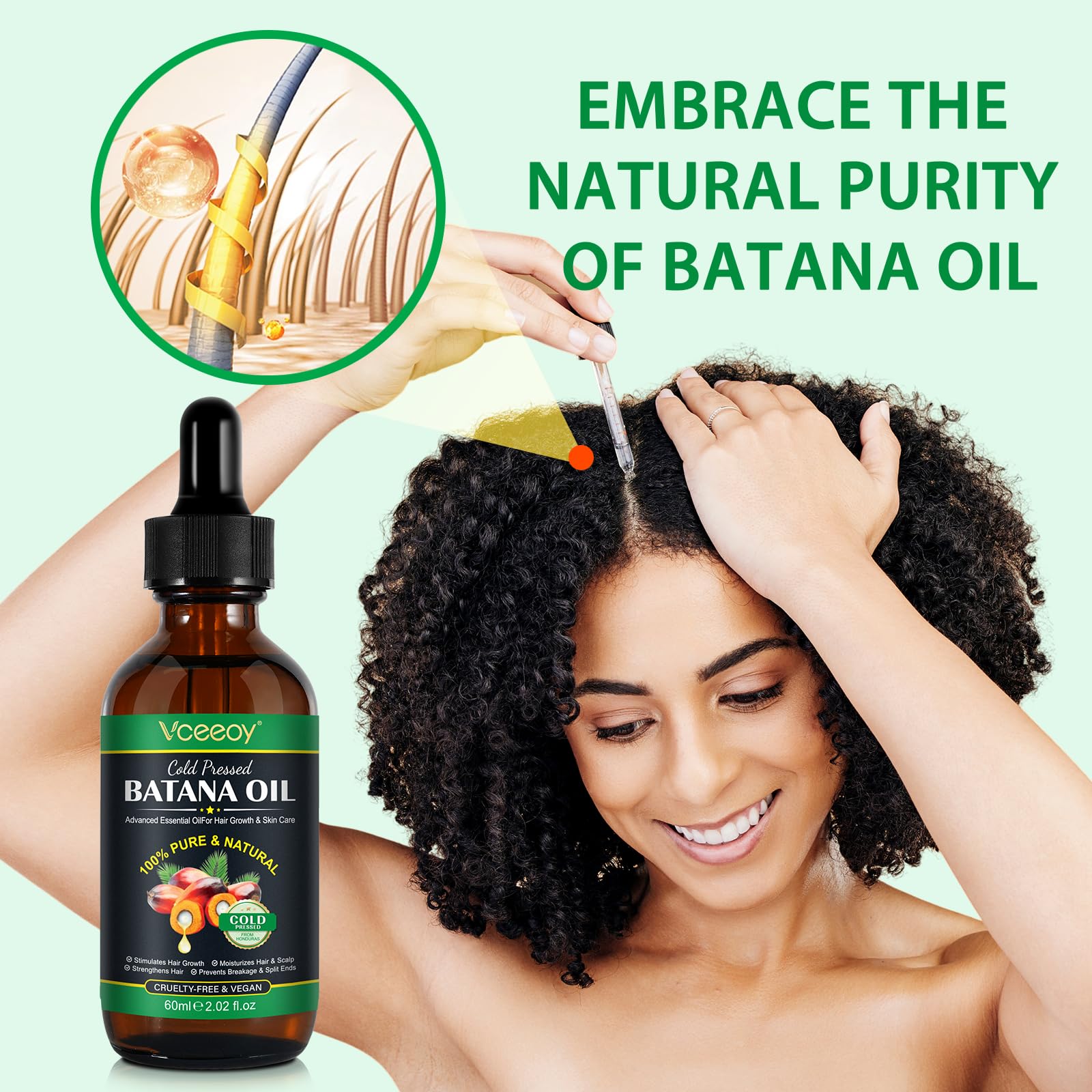 Veeroy Cold Pressed Batana Oil, 60ml, For Hair Growth & Skin Care