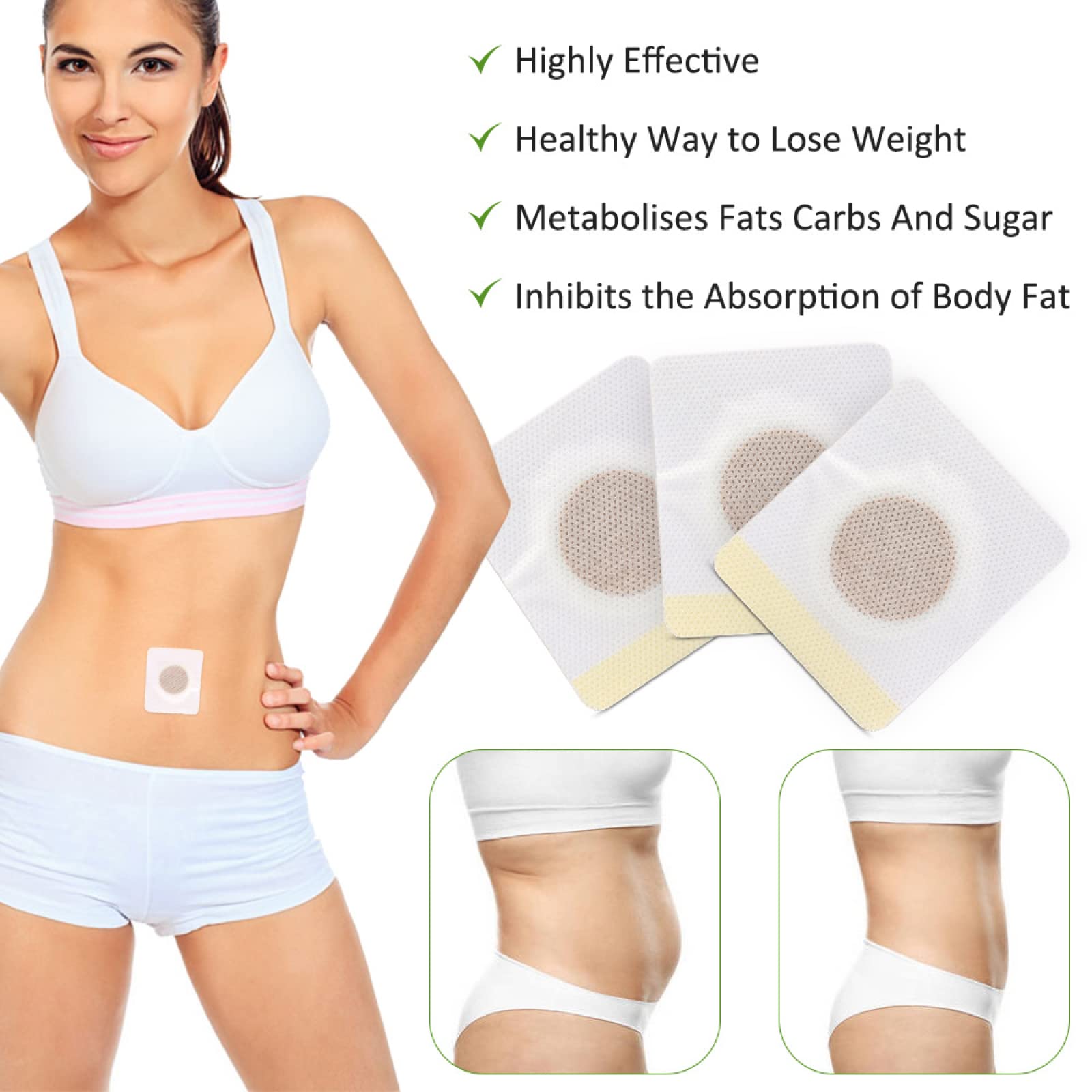 Elaimei 30pcs Slimming Fat Belly Detox Pads Body Patch Burning