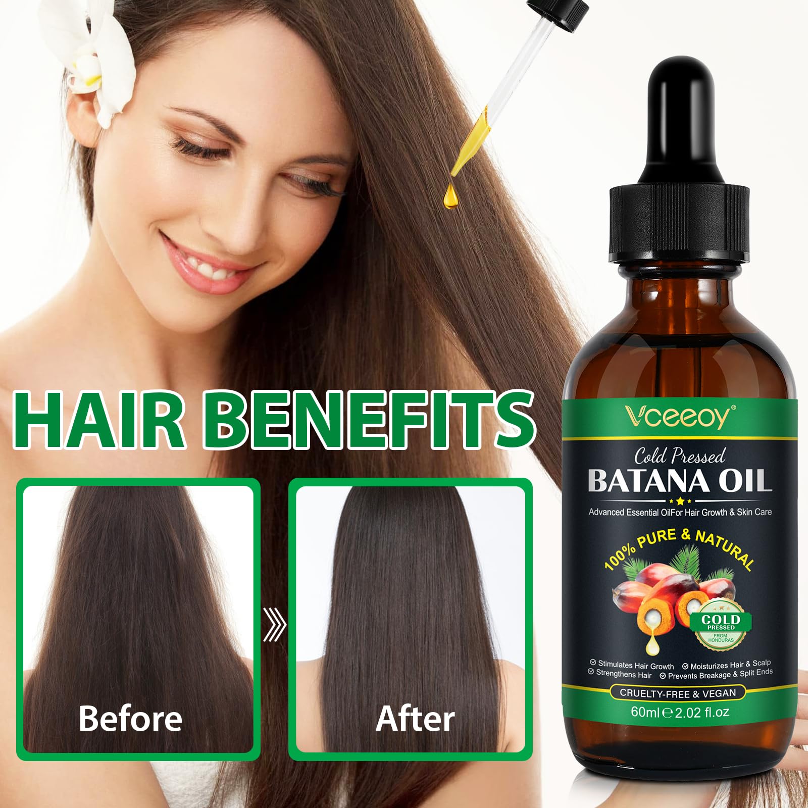 Veeroy Cold Pressed Batana Oil, 60ml, For Hair Growth & Skin Care