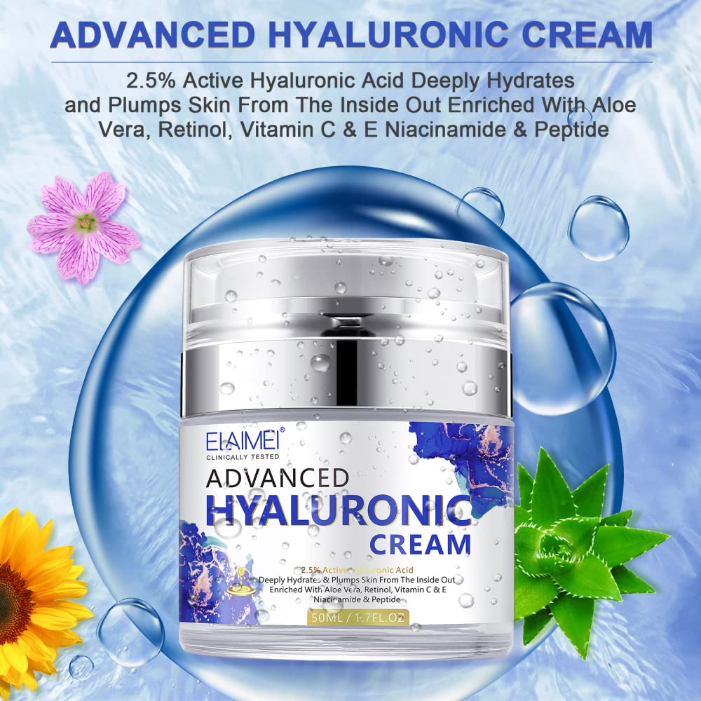 Elaimei Pure Hyaluronic Acid Cream Vitamin C Anti Wrinkles Blemishes Anti Aging