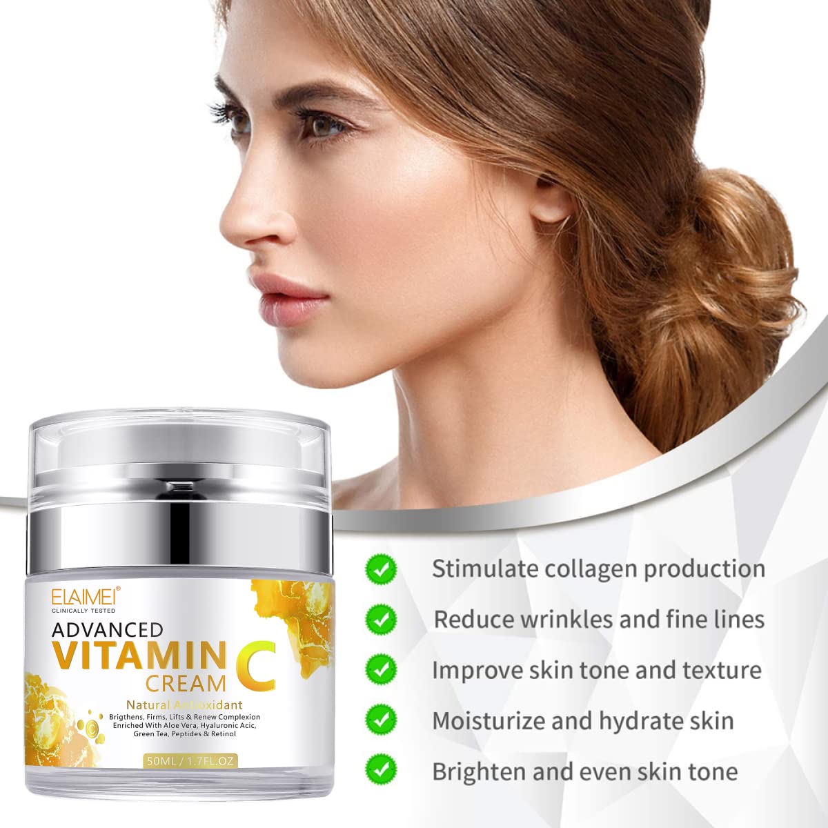 Elaimei Anti Aging Face Vitamin C Cream Facial Hyaluronic Acid