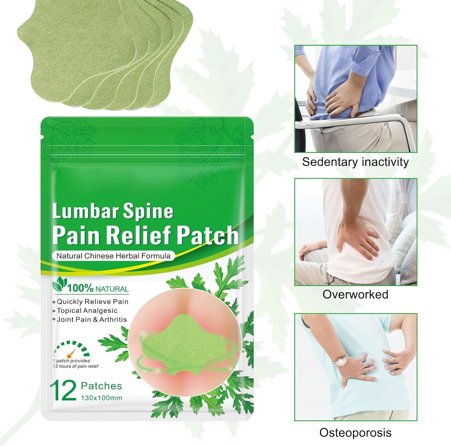 Flexiback Lumbar Spine Pain Relief Patch, Heat Long-Lasting (36pcs/3box)